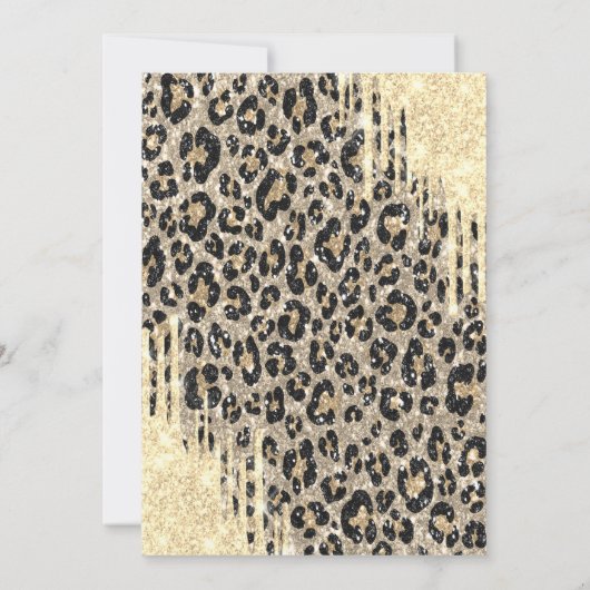 Glitter Drips, Eiffel Tower Leopard Print Sweet 16 Kaart (Achterkant)