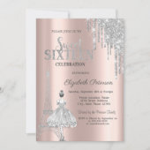 Glitter Drips,Eiffeltoren Ballerina Sweet 16 Kaart (Voorkant)