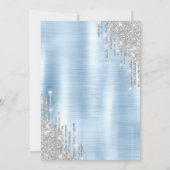 Glitter Drips, Eiffeltoren Blauw Metallic Sweet 16 Kaart (Achterkant)