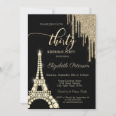 Glitter Drips, Eiffeltoren Diamonds 30e verjaardag Kaart (Voorkant)