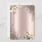 Glitter Drips Floral Wine Glass Vrijgezellenfeest Kaart (Achterkant)