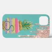Glitter Drips Gestreepte Ananas Mint Groen Case-Mate iPhone Case (Achterkant (horizontaal))