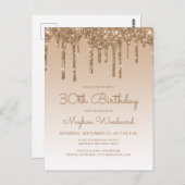 Glitter Drips Gold 30th Birthday Party Invitation Briefkaart (Voorkant / Achterkant)