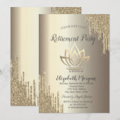 Glitter Drips Gold Lotus Champagne Pensioen Kaart (Voorkant / Achterkant)
