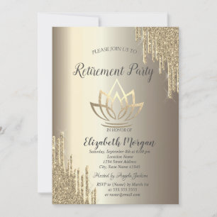 Glitter Drips Gold Lotus Champagne Pensioen Kaart