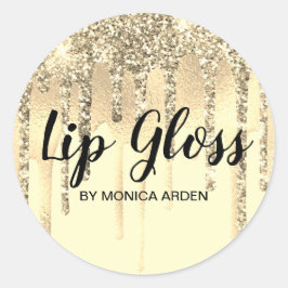 Glitter Drips Gouden Lipgloss Sticker Label