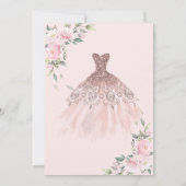 Glitter Drips,Jurk,Bloemen Roze Sweet 16  Kaart (Achterkant)