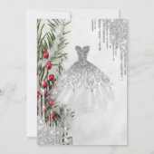 Glitter Drips, Jurk Denneneboom Sneeuw Sweet 16 Kaart (Achterkant)