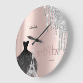 Glitter Drips,Jurk,Eiffeltoren Sweet 16 Grote Klok (Hoek)