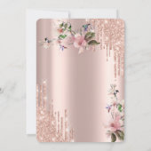 Glitter Drips Jurk Lente Bloemen Quinceañera Kaart (Achterkant)