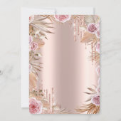 Glitter Drips Jurk Pampas Bloemen Quinceañera Kaart (Achterkant)