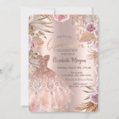 Glitter Drips Jurk Pampas Bloemen Quinceañera Kaart (Voorkant)