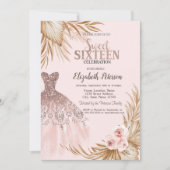  Glitter Drips, Jurk, Pampa's, Roze Sweet 16 Kaart (Voorkant)