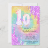 Glitter Drips Kleurrijke Tie Dye 10e Verjaardag Kaart (Voorkant)