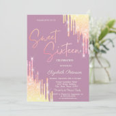  Glitter Drips Light Blue Sweet 16   Kaart (Staand voorkant)