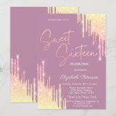  Glitter Drips Light Blue Sweet 16   Kaart (Voorkant / Achterkant)