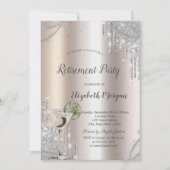 Glitter Drips Martini Roze Goud Pensioen Kaart (Voorkant)
