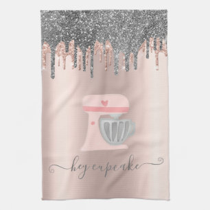 Glitter Drips Mixer Hart Roze Goud Theedoek