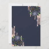 Glitter Drips, Navy Blue Roses Pensioen Kaart (Achterkant)