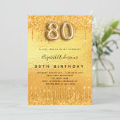 Glitter-drips op 80e verjaardag kaart (Staand voorkant)