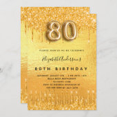Glitter-drips op 80e verjaardag kaart (Voorkant / Achterkant)