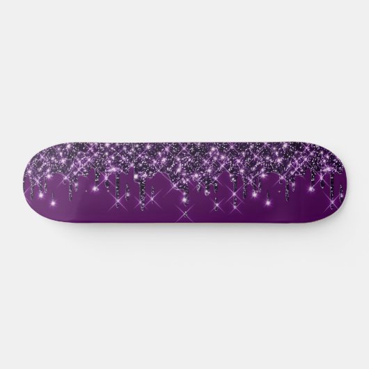 Glitter Drips Purple Girly Persoonlijk Skateboard (Horizontaal)