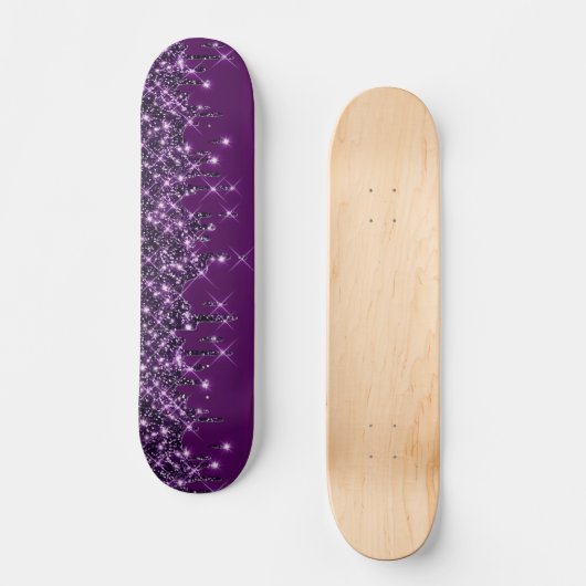 Glitter Drips Purple Girly Persoonlijk Skateboard (Voorkant)