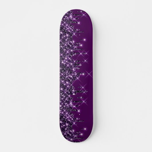 Glitter Drips Purple Girly Persoonlijk Skateboard (Voorkant)