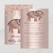 Glitter Drips Roos Baby shower Olifant Nieuw Kaart (Voorkant / Achterkant)