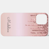 Glitter Drips Roos Blush Roze Zwart Script Naam Case-Mate iPhone Case (Achterkant / Rechts)