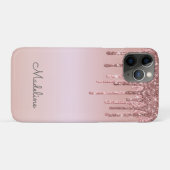 Glitter Drips Roos Blush Roze Zwart Script Naam Case-Mate iPhone Case (Achterkant (horizontaal))
