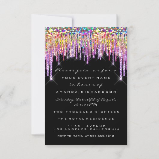 Glitter Drips Roos Bridal 16e regenboogzeemeermin Kaart (Voorkant)
