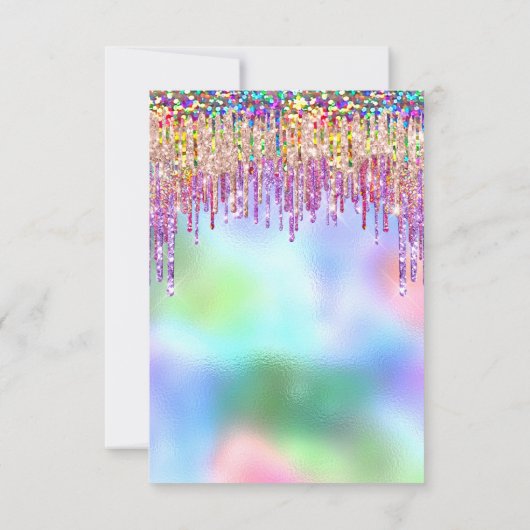 Glitter Drips Roos Bridal 16th Rainbow Holographic Kaart (Achterkant)