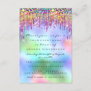 Glitter Drips Roos Bridal 16th Rainbow Holographic Kaart
