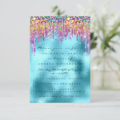 Glitter Drips Roos Bridal 16th Rainbow Ocean Kaart (Staand voorkant)