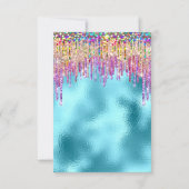 Glitter Drips Roos Bridal 16th Rainbow Ocean Kaart (Achterkant)