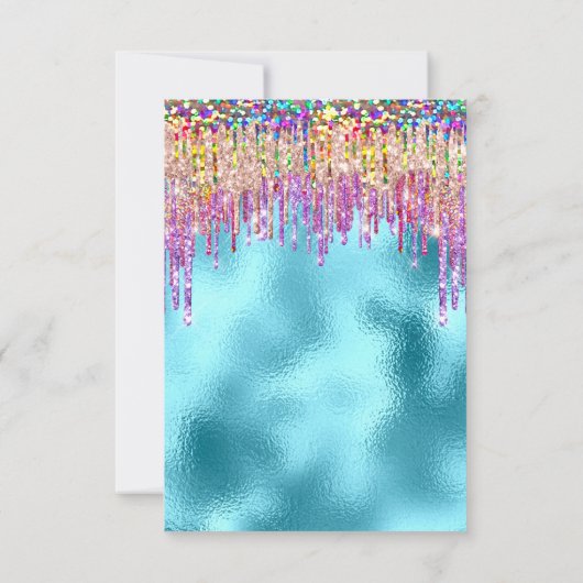 Glitter Drips Roos Bridal 16th Rainbow Ocean Kaart (Achterkant)