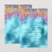 Glitter Drips Roos Bridal 16th Rainbow Ocean Kaart (Voorkant / Achterkant)