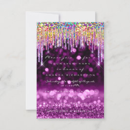 Glitter Drips Roos Bridal 16th Rainbow Paars Kaart