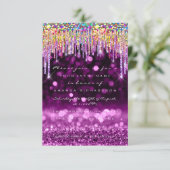 Glitter Drips Roos Bridal 16th Rainbow Paars Kaart (Staand voorkant)