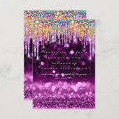 Glitter Drips Roos Bridal 16th Rainbow Paars Kaart (Voorkant / Achterkant)
