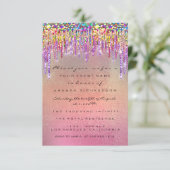 Glitter Drips Roos Bridal 16th Rainbow Unicorn Kaart (Staand voorkant)