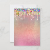 Glitter Drips Roos Bridal 16th Rainbow Unicorn Kaart (Achterkant)