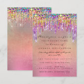 Glitter Drips Roos Bridal 16th Rainbow Unicorn Kaart (Voorkant / Achterkant)