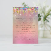 Glitter Drips Roos Bridal 16th Rainbow Wedding Kaart (Staand voorkant)