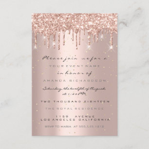 Glitter Drips Roos Confetti Bridal Sweet 16th Kaart