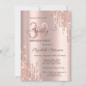 Glitter Drips Roos Gold 30e verjaardag Kaart (Voorkant)