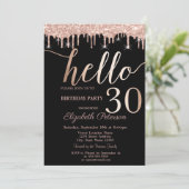 Glitter Drips Roos Gold 30e verjaardag Kaart (Staand voorkant)