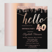 Glitter Drips Roos Gold 40e verjaardag Kaart (Voorkant / Achterkant)