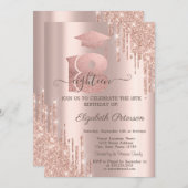 Glitter Drips Roos Gold Afstudeerder Cup 18e Verja Kaart (Voorkant / Achterkant)